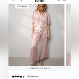 Lunya silk blouse and bottoms pajama set